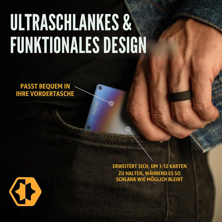 The Ridge Minimalist Slim Wallet for Men – Kreditkartenetui mit RFID-Blockierung auf der Vordertasch