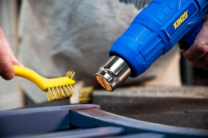 Kinzo Heissluftfön - 230V - Blau - 350 bis 600 Grad - 2 Heizstufen - Farbbrenner
