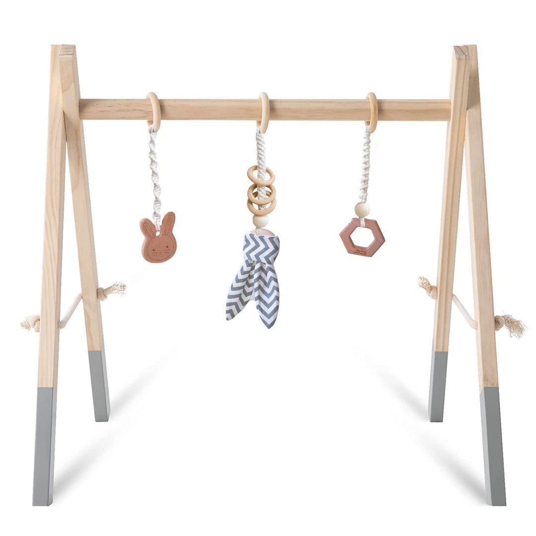 Caudblor Spieltrapez Holz Babyspielzeug Puzzle Gym inkl. Anhänger Babygymnastik aktiv Spielzeug Baby