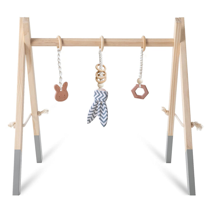 Caudblor Spieltrapez Holz Babyspielzeug Puzzle Gym inkl. Anhänger Babygymnastik aktiv Spielzeug Baby