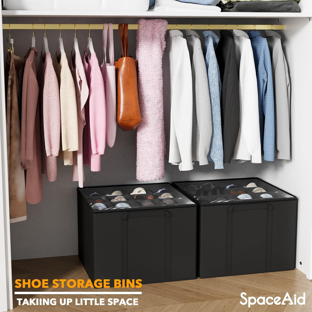 SpaceAid Schuh-Organizer für Schrank, 2 Stück, faltbare Schuhaufbewahrungsbehälter, Körbe, Boxen mit