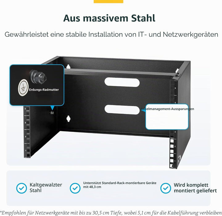 StarTech.com 6HE Netzwerkschrank 19 Zoll 6HE für Wandmontage - 14 Zoll tief - kleiner serverschrank/