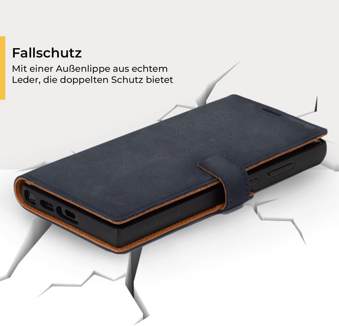 Snakehive Galaxy S23 Ultra Hülle Leder | Stylische Handyhülle mit Kartenhalter & Standfuss | Handyhü