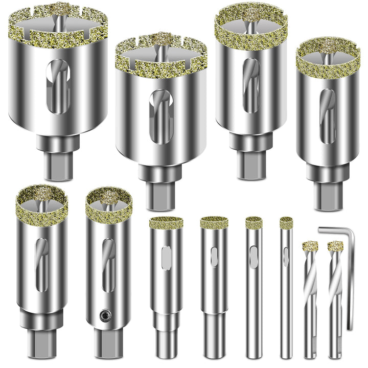 ASNOMY 12 Stück Diamant Lochsäge mit Zentrierbohrer, 6-35mm Diamantbohrer Glasbohrer mit Diamant-Bes