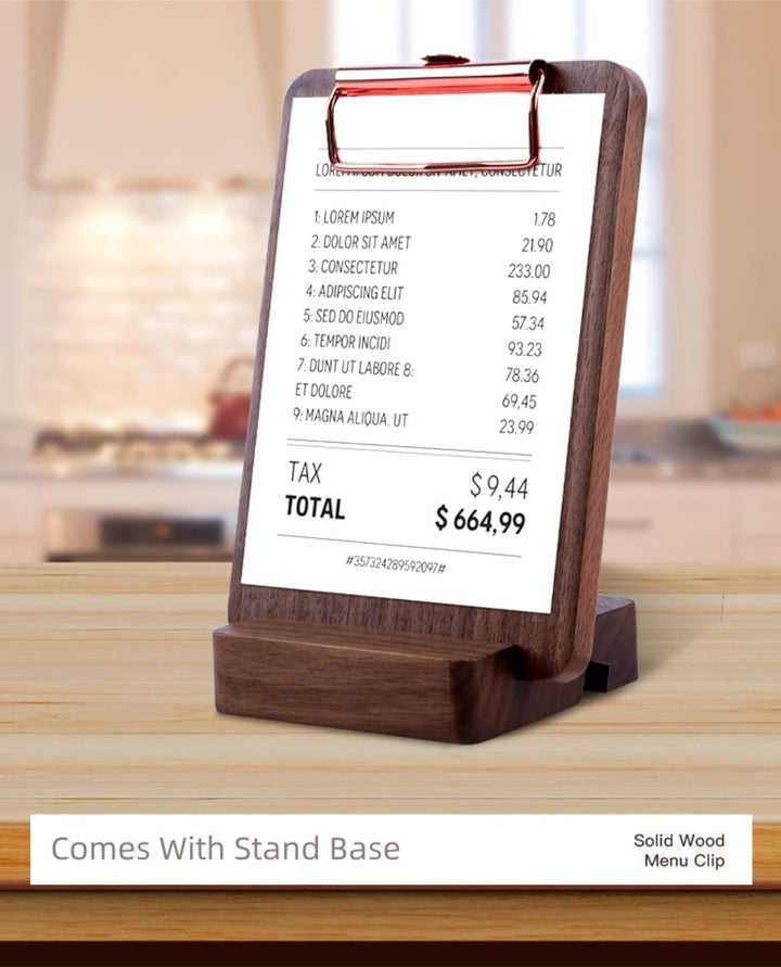 Klemmbrett aus massivem Hartholz mit Ständer, Menühalter aus Holz für Restaurants, Tischständer, Qui