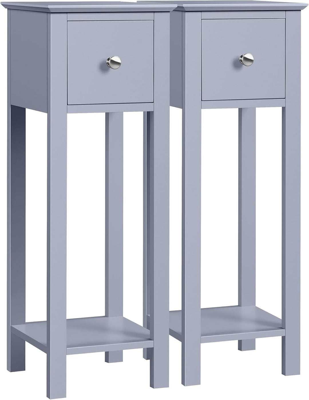 Yaheetech 2er Set Nachttisch Nachtschrank Sofatisch mit 1 Schublade & Ablage Schlichter Couchtisch A
