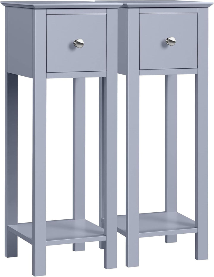 Yaheetech 2er Set Nachttisch Nachtschrank Sofatisch mit 1 Schublade & Ablage Schlichter Couchtisch A