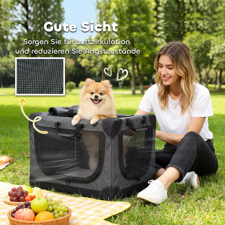PawHut Hundebox faltbar 60x42x43cm Hundetransportbox mit Kissen abnehmbar waschbar Bezug atmungsakti