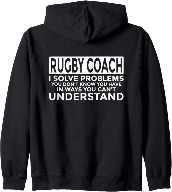 Lustige Rugby Coach Geschenke lösen Probleme Kapuzenjacke
