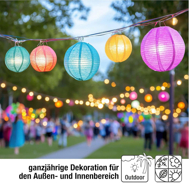 Hellum LED Lampion aussen mit Fernbedienung, weisse Lampions mit bunt LED, 3x30cm wetterfest Lampens