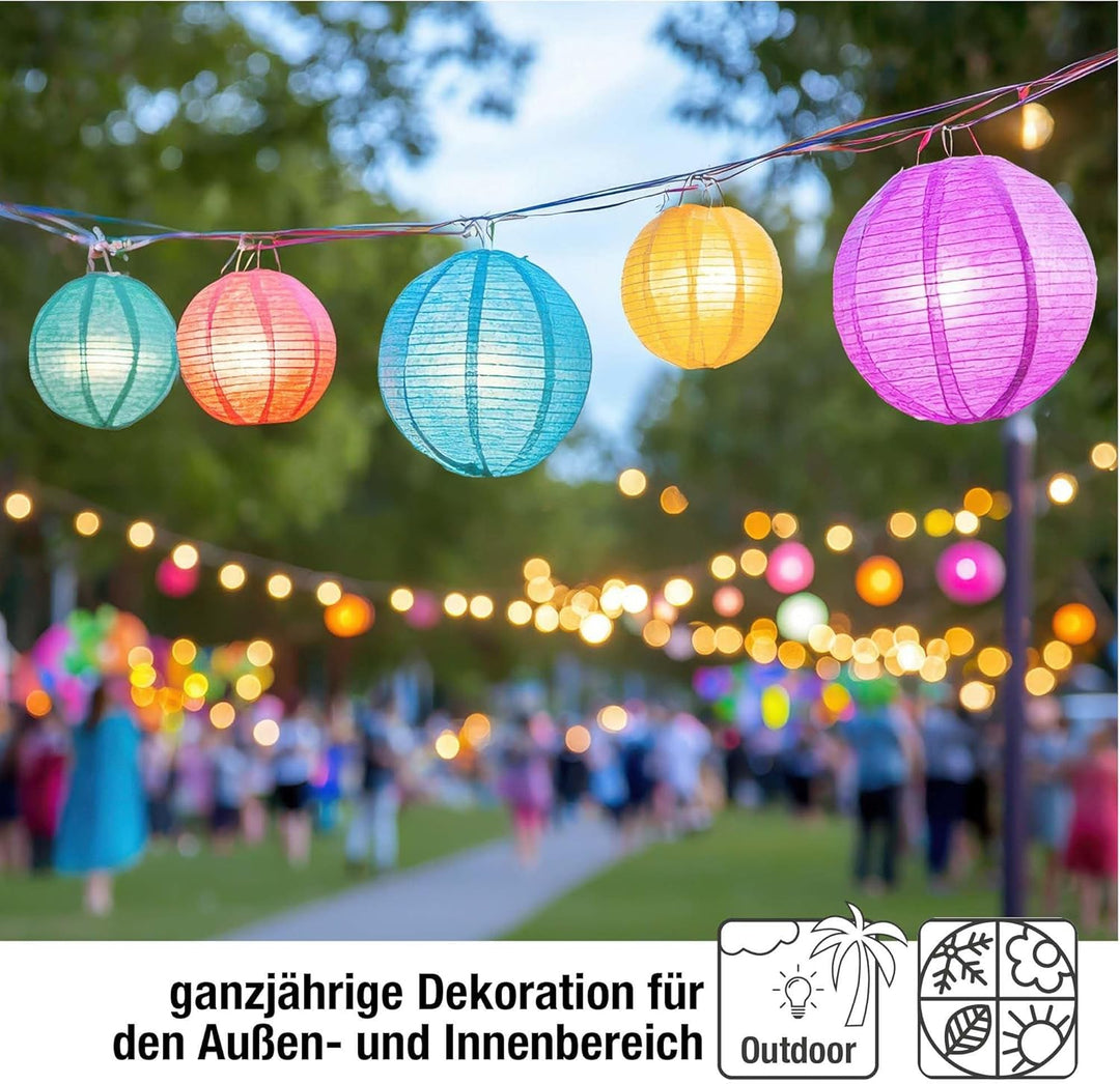 Hellum LED Lampion aussen mit Fernbedienung, weisse Lampions mit bunt LED, 3x30cm wetterfest Lampens