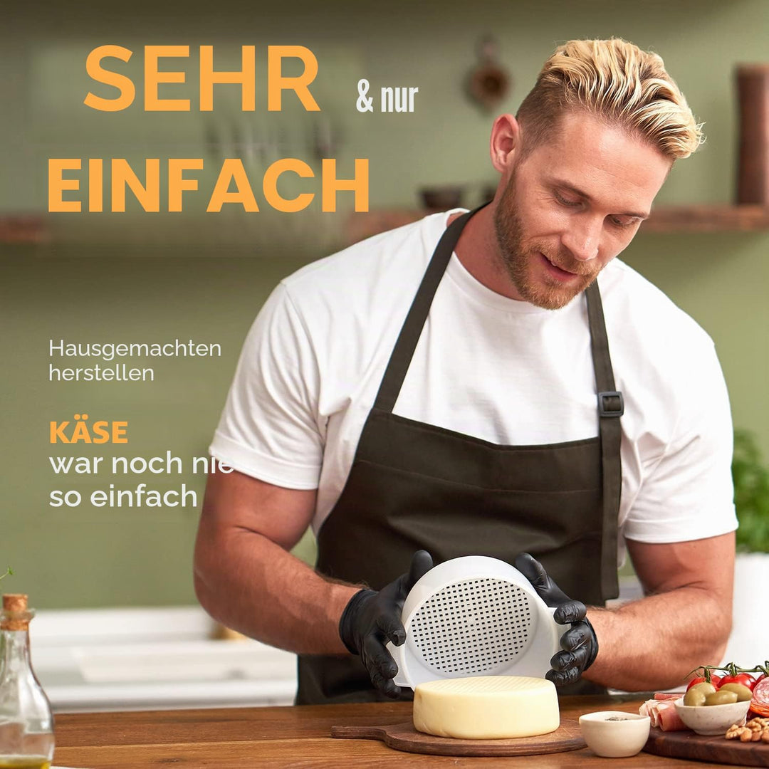 2 Käseformen mit Kolben 1,2 l und Käsetuch – Käseherstellungsset – Käseherstellungszubehör – Käseher