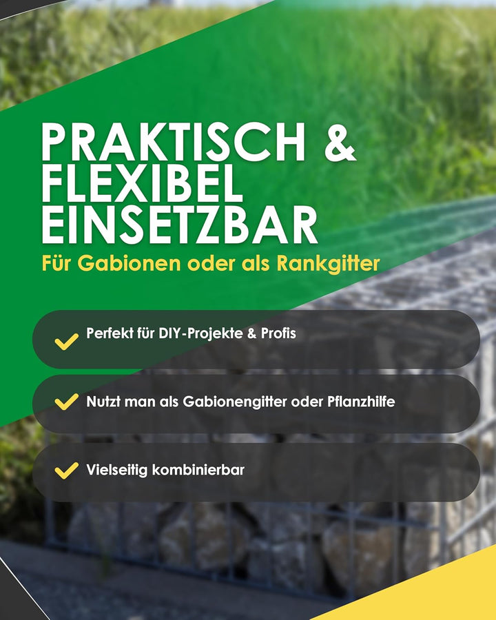 Zaundirekt I Einzelnes Gabionengitter I 100x50cm I Steinkorb I Steingabione I Gabione I Mauer I Wand