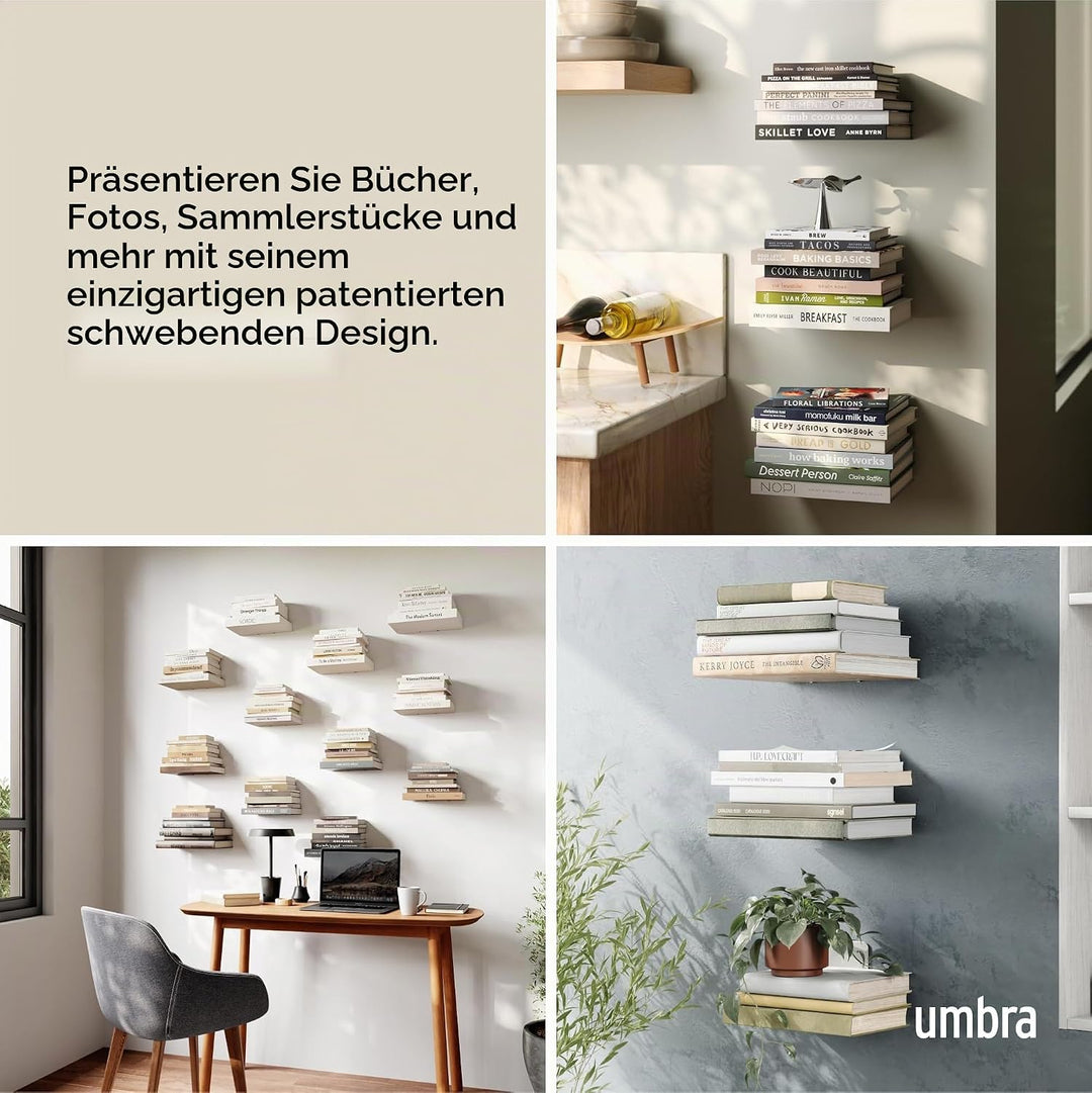 Umbra Conceal unsichtbares Bücherregal und Wandregal aus Metall, 3er-Set, Klein Klein (3er-Set), Kle