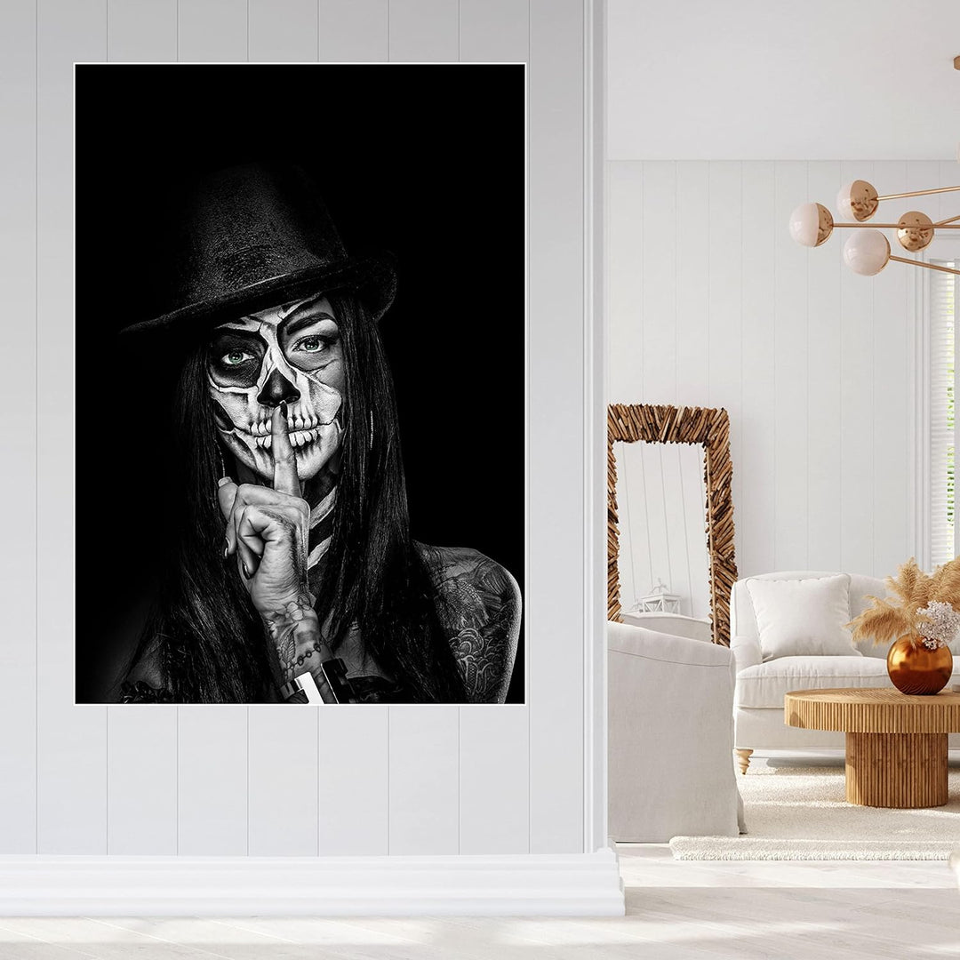 wandmotiv24 Poster als Wanddeko, Grösse Din A0, Model mit Totenkopf Makeup, Schminke, Grüne Augen, F