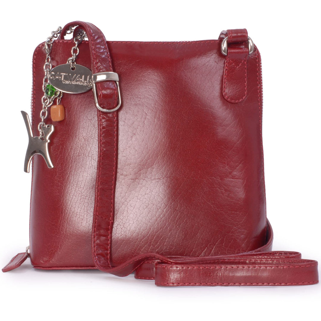 Catwalk Collection Handbags - Leder - Mittlere Grösse Umhängetasche/Schultertasche - ELEANOR Rot, Ro