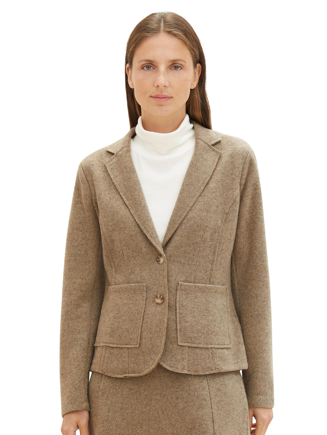 Tom Tailor Damen 1039144 Blazer (1er Pack) L 33962 - Doeskin Melange, L 33962 - Doeskin Melange