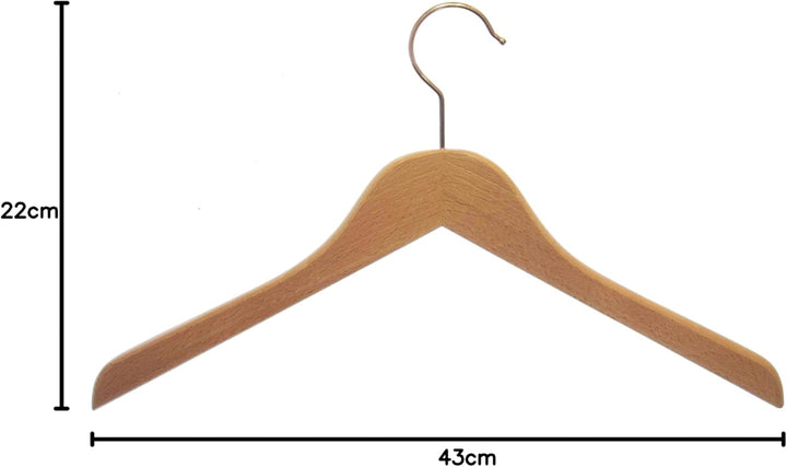Hagspiel Kleiderbügel aus Holz, Kleiderbügel aus Buchenholz, Natur lackiert (Wasserlack), vernickelt