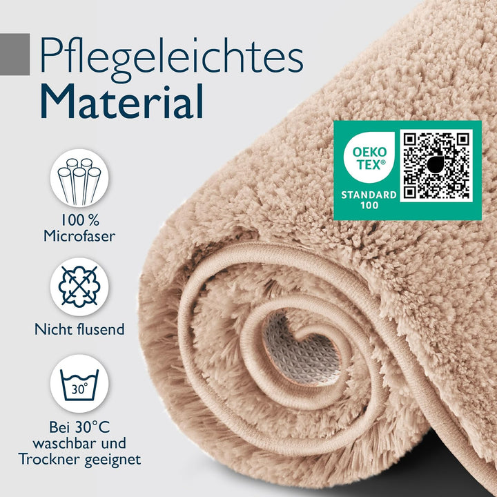 Beautissu Badematte rutschfest 120x70 cm – Duschvorleger Hochflor Badteppich rutschfest Waschbar Sha