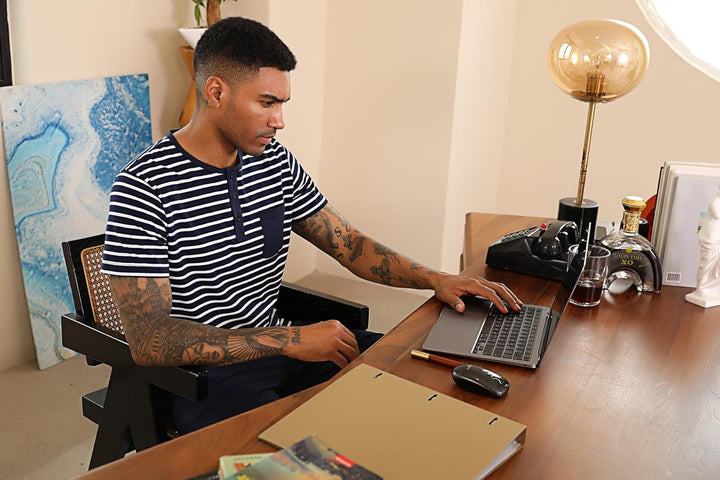 Schlafanzug Herren Kurz aus Baumwolle mit Kontraststreifen Design, Sommer Pyjama Set Oberteile und K
