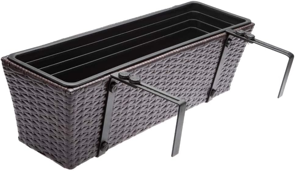 Casaria® Blumenkasten 2er Set 11 Liter Montagehalterung indoor outdoor Geländerkasten Balkonkasten P