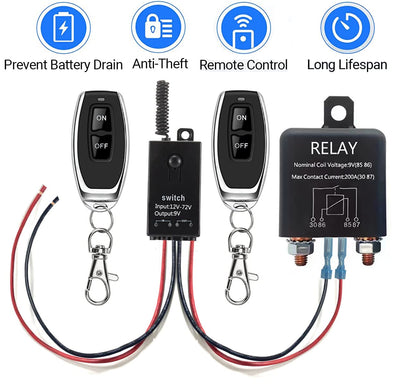 dstfuy batterietrennschalter 12v auto fernbedienung, DC12V 200A Kill Schalter für Auto mit elektroma