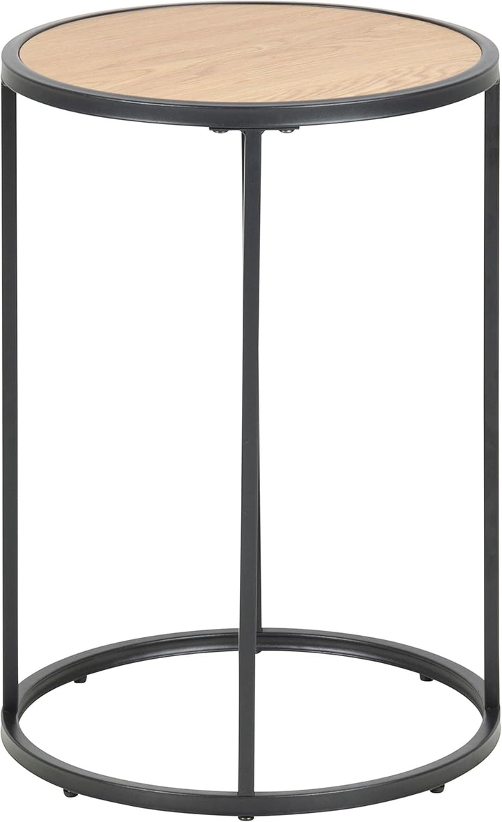AC Design Furniture Jörn runder Beistelltisch mit Tischplatte in Eichenoptik und schwarzem Metallfus