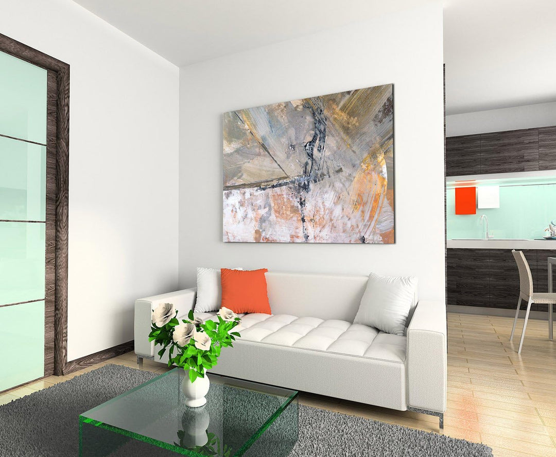 Paul Sinus Art 80x60cm Fotoleinwand Leinwanddruck Kunstdruck Wandbild grau schwarz gelb beige