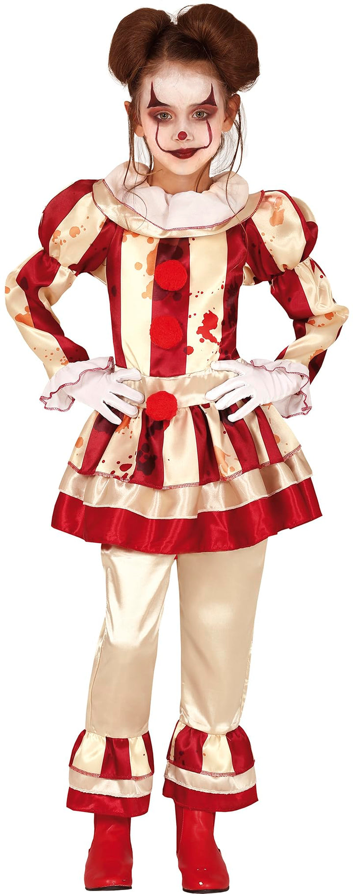 FIESTAS GUIRCA | Horror Clown Kostüm für Kinder - Kleid, Hose und Kragen für Mädchen - Ideal für Hal