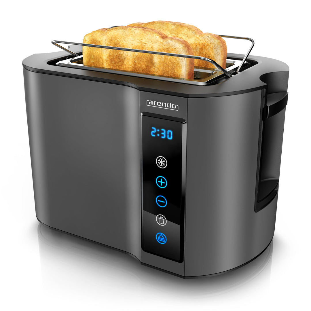 Arendo - Touch Toaster 2 Scheiben Edelstahl - Touchpanel - digital Display Restzeitanzeige - 800 W –