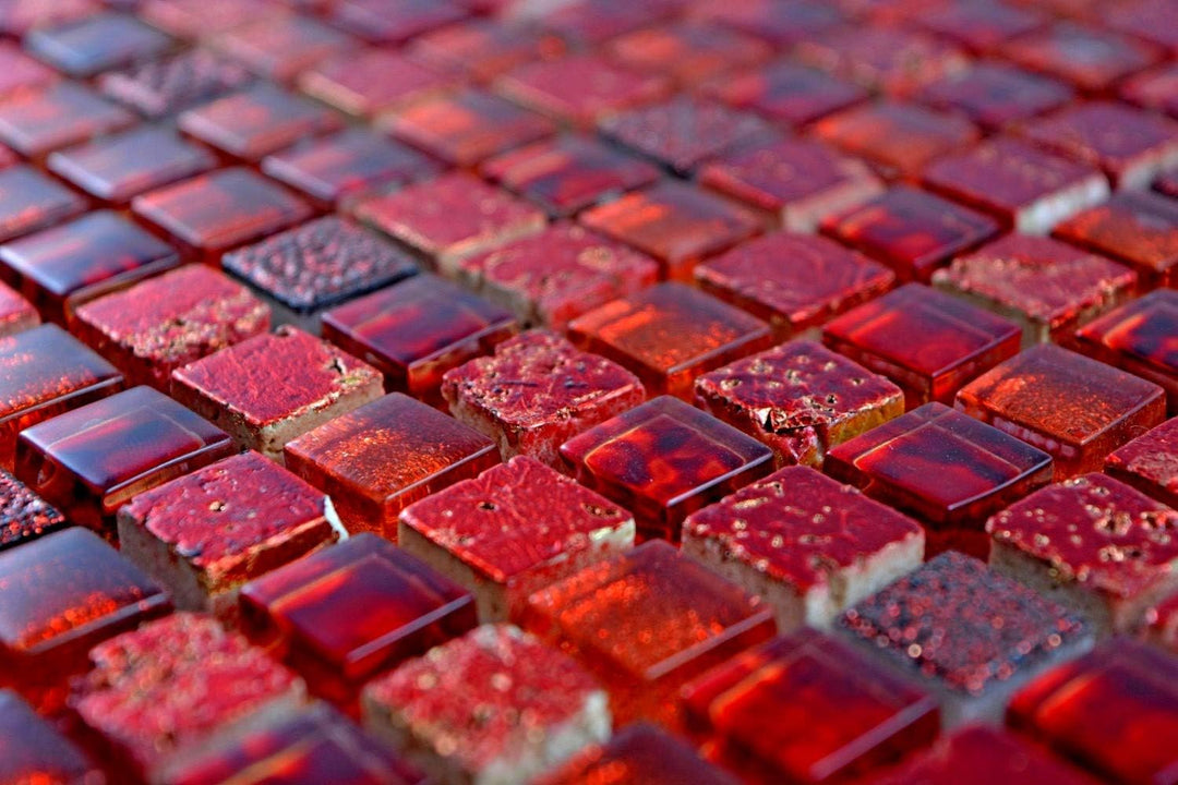 Mosaik Fliese Transluzent rot Glasmosaik Crystal Resin rot für WAND WC KÜCHE FLIESENSPIEGEL THEKENVE