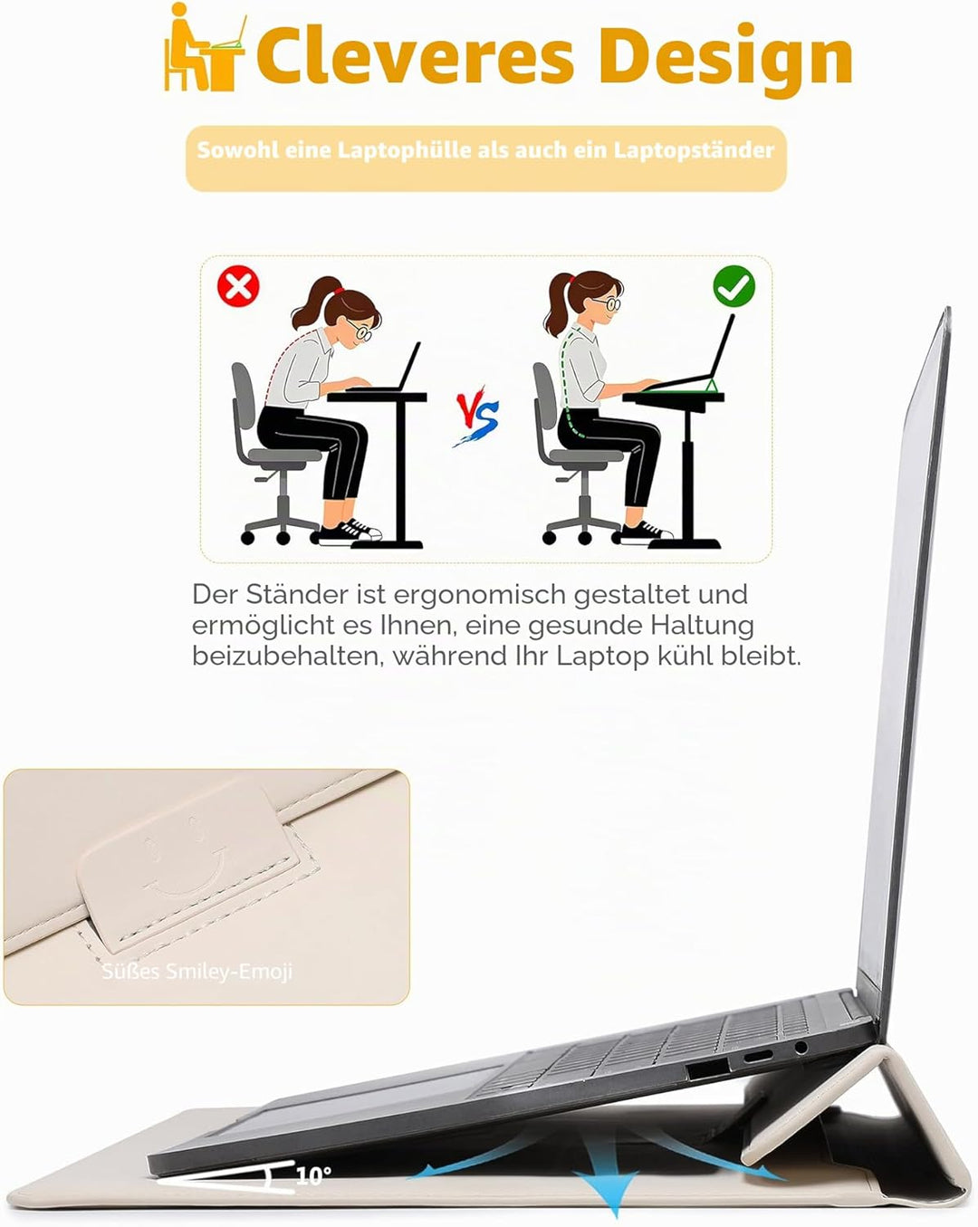 HYZUO 13,3-14 Zoll Laptop Hülle Laptophülle mit Standfunktion für MacBook Pro 14 M4/M3/M2/M1 Pro/Max