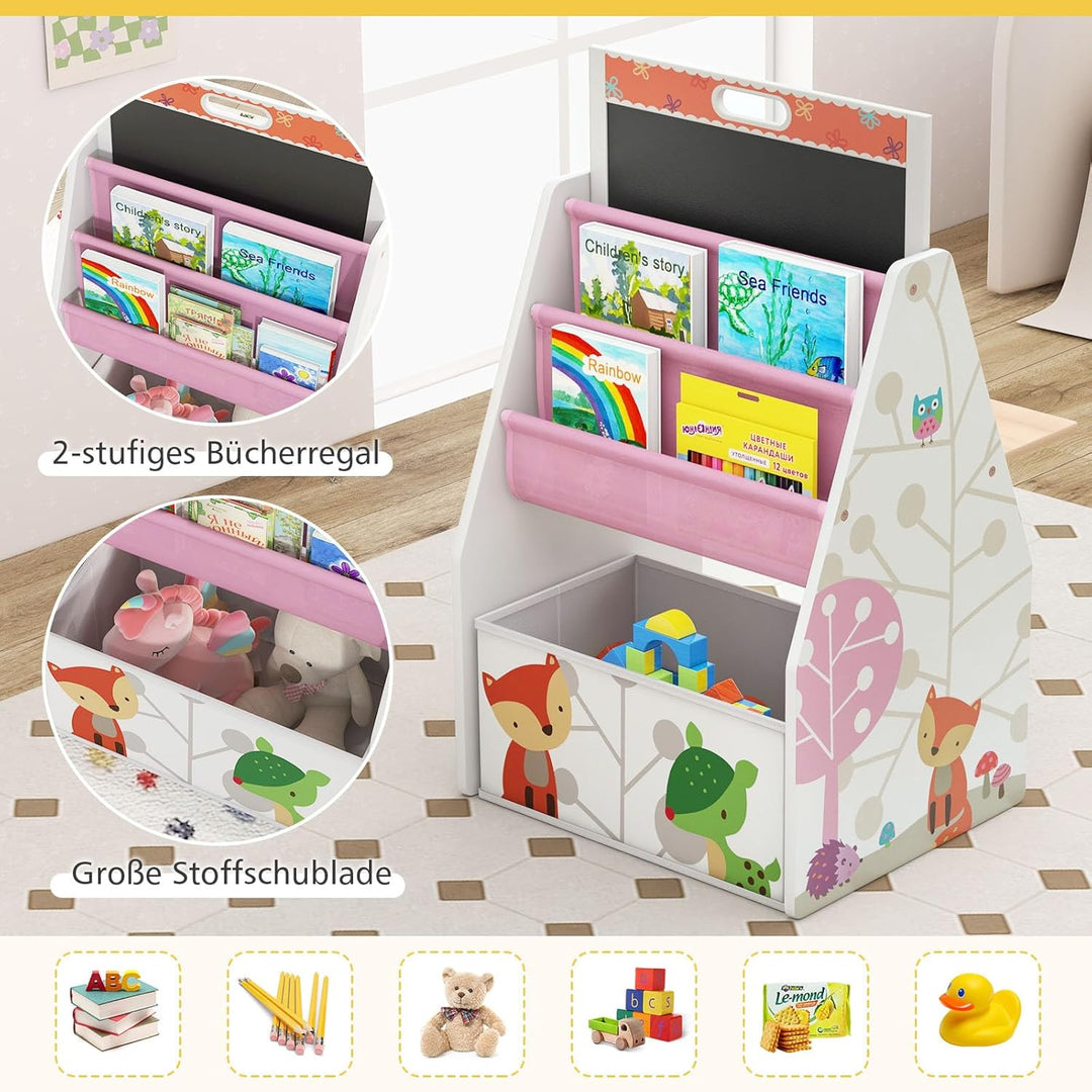 GOPLUS Kinderstaffelei Spieltisch mit Stuhl, Kindertisch und Stuhl-Set mit drehbarer doppelseitiger
