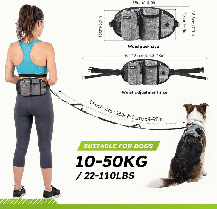 Pecute Joggingleine Hunde mit Bauchgurt, Laufgürtel Hundleine für Grosse und Mittelgrosse Hunde, Lei
