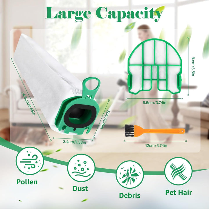 12 Stück Staubbeutel für Vorwerk Kobold VB100,Staubsaugerbeutel,Mit 3 Motorfiltern, 1 Bürsten, Staub