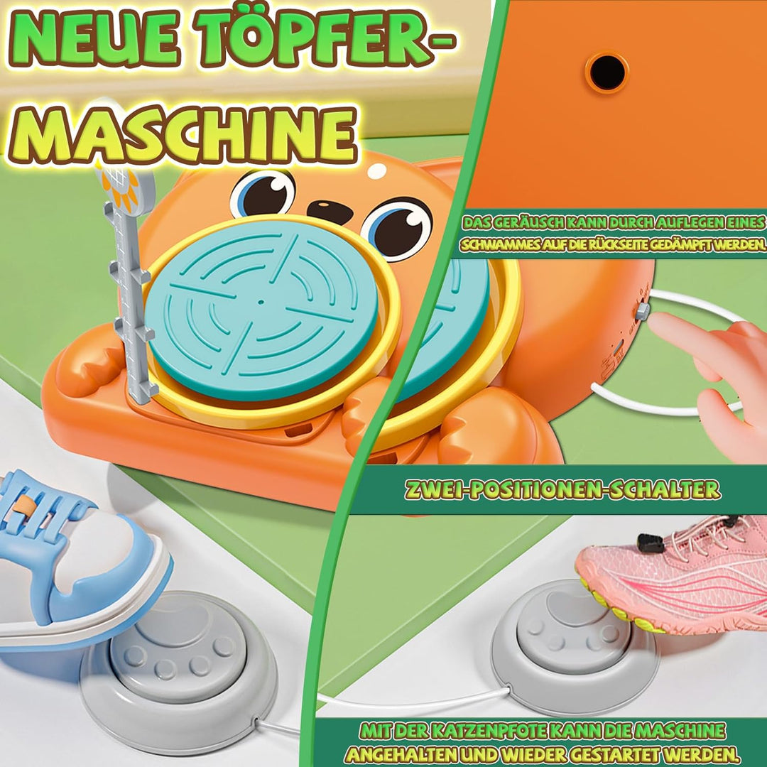 JONRRYIN Töpferset für Kinder, Töpferscheibe Elektrisch für Kinder, Mini Töpferscheibe mit Töpferton