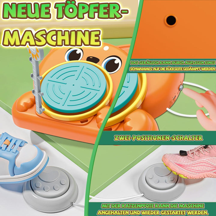 JONRRYIN Töpferset für Kinder, Töpferscheibe Elektrisch für Kinder, Mini Töpferscheibe mit Töpferton