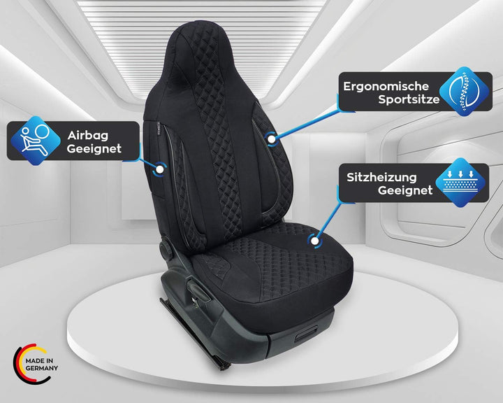 BREMER SITZBEZÜGE Mass Piloten Auto Schonbezüge kompatibel mit Smart fortwo 453 Fahrer & Beifahrer a
