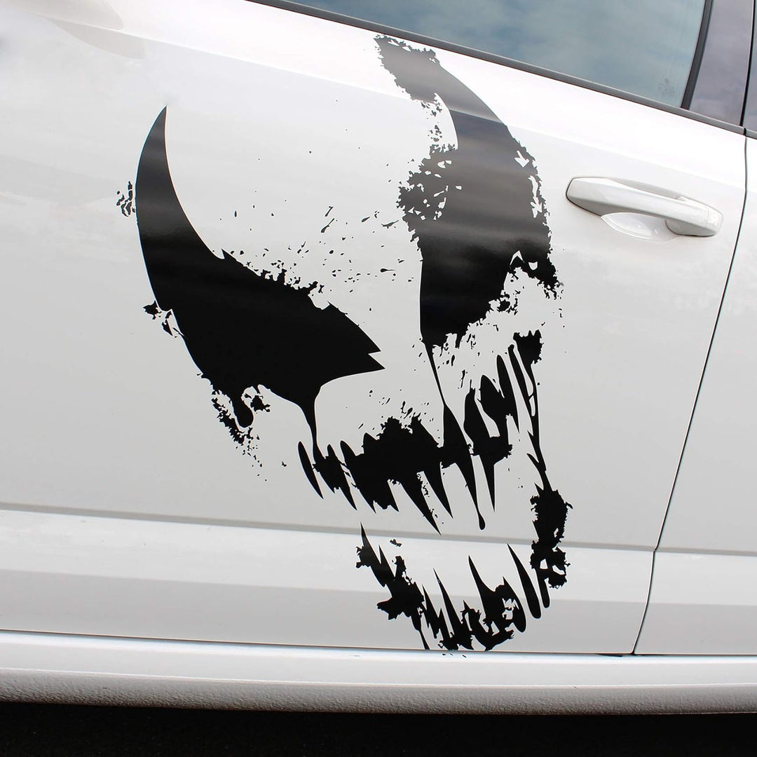 Finest Folia Skull Alien Monster Aufkleber Sticker Auto Boot Motorrad Caravan Dekor KX040 (Schwarz M