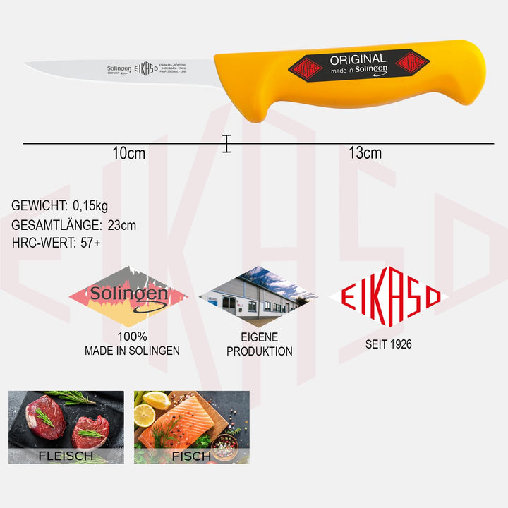 EIKASO Solingen Ausbeinmesser gerade 10cm Klinge Semi Flex aus Molybdänstahl 1.4116 Profi Fleischmes