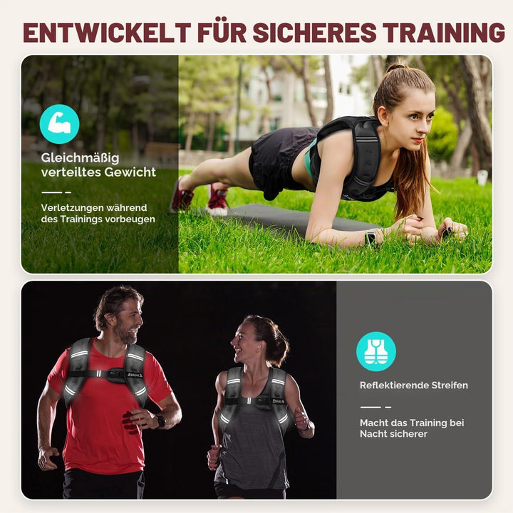BAGAIL Gewichtsweste für Krafttraining, Brustgrösse Verstellbar, Praktische Tasche, mit Eisensand Ge