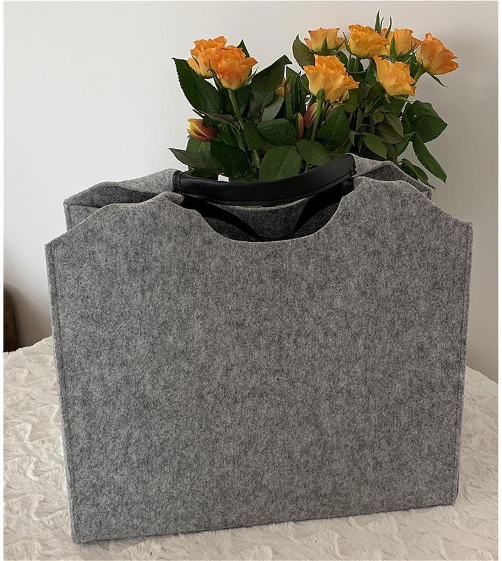 LaFiore24 Filztasche Einkaufstasche Damen Shopper Henkeltasche Hellgrau, Hellgrau