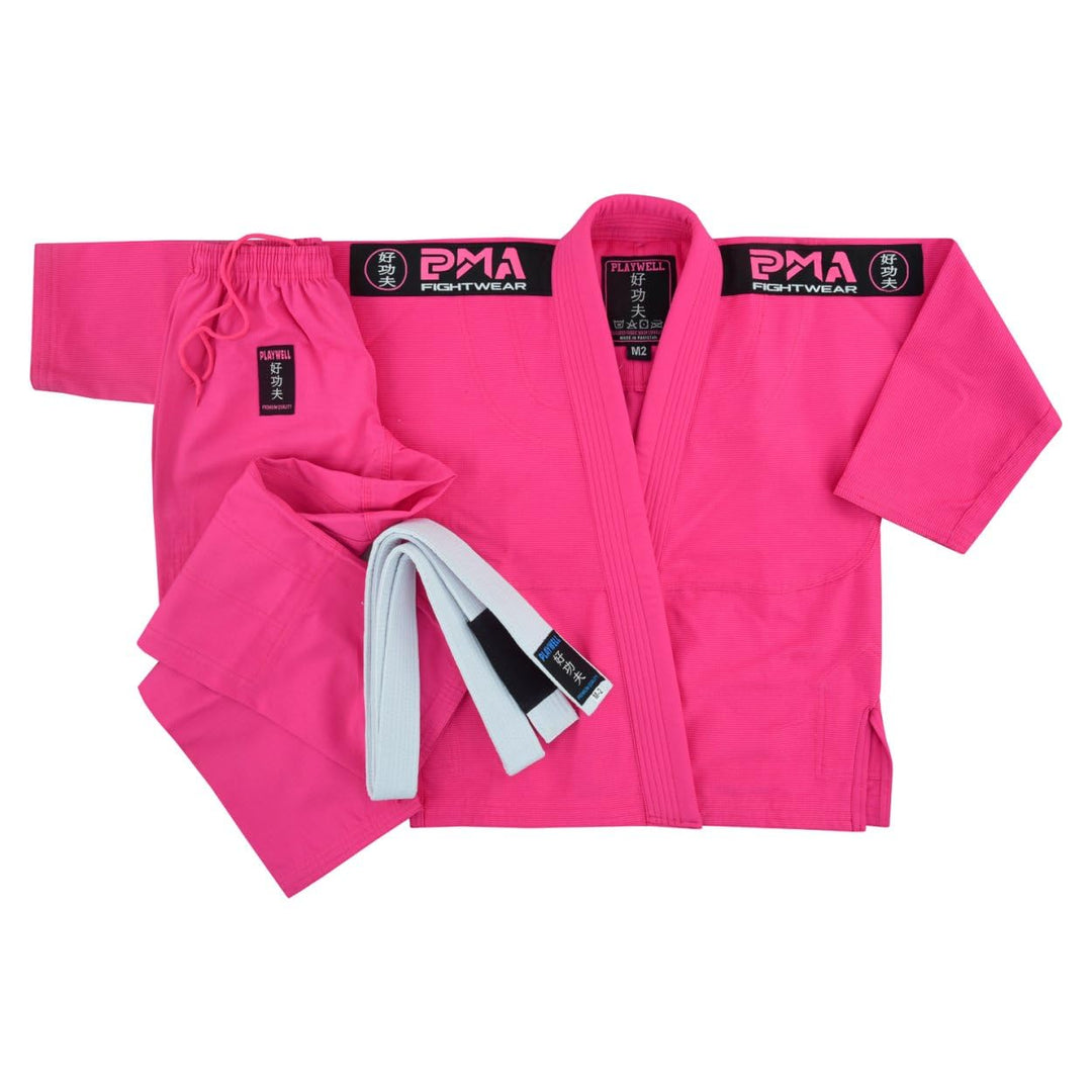 Playwell Elite BJJ GI Uniform für Mädchen, Rosa (mit weissem Gürtel) M0 Rosa, M0 Rosa
