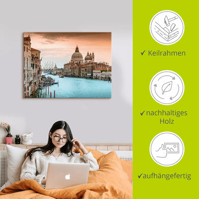 ARTland Leinwandbilder Wandbild Bild auf Leinwand 40 x 30 cm Wanddeko Italien Venedig Canal Grande G