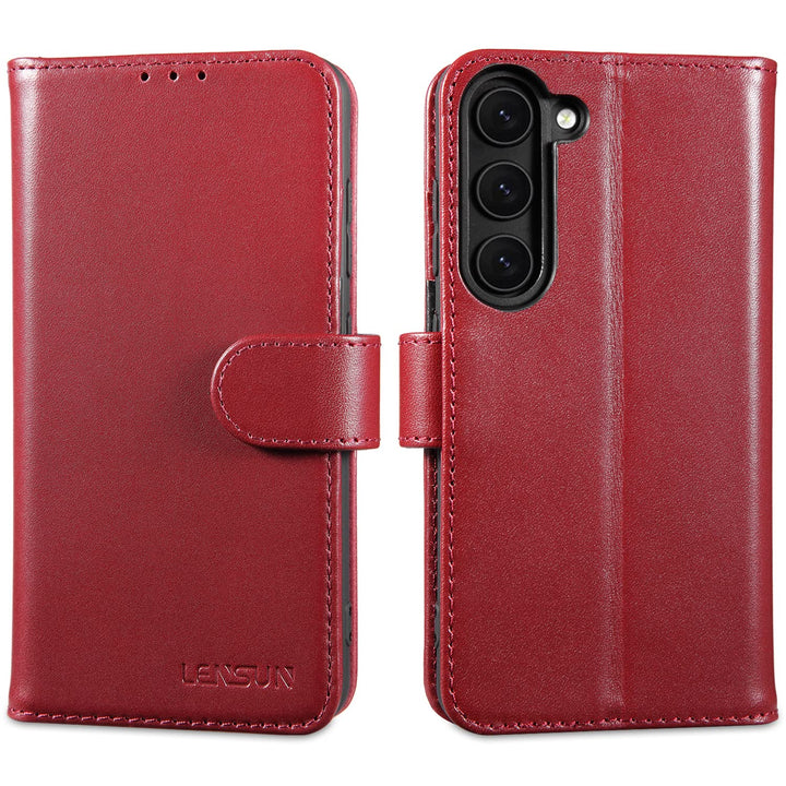 LENSUN Echtleder Hülle für Samsung Galaxy S23, Handyhülle [Echtes Leder] [Kartenfach] [RFID Schutz]
