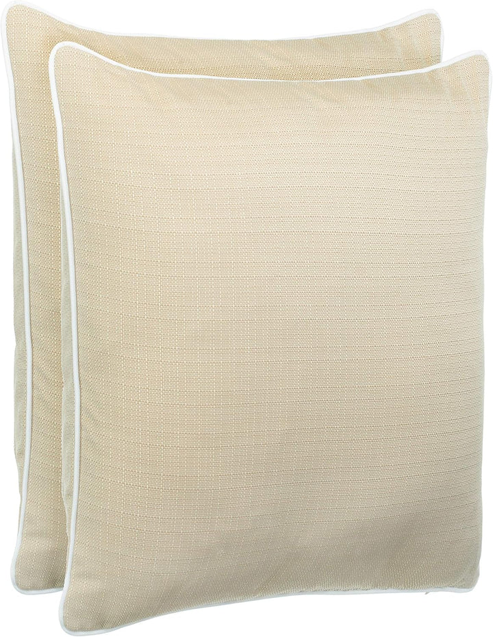 2er Set Outdoor Kissen 45x45 cm – Wetterfeste Zierkissen mit Paspel in Walzoptik – Wasserabweisende