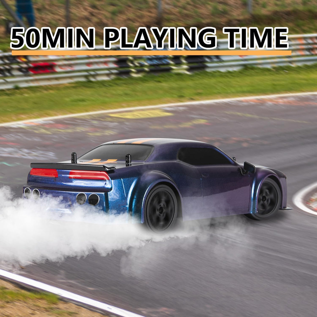 iBlivers Ferngesteuertes Drift Auto, GT RC Drift Fernbedienung im Massstab mit LED-Leuchten, 4WD Spi