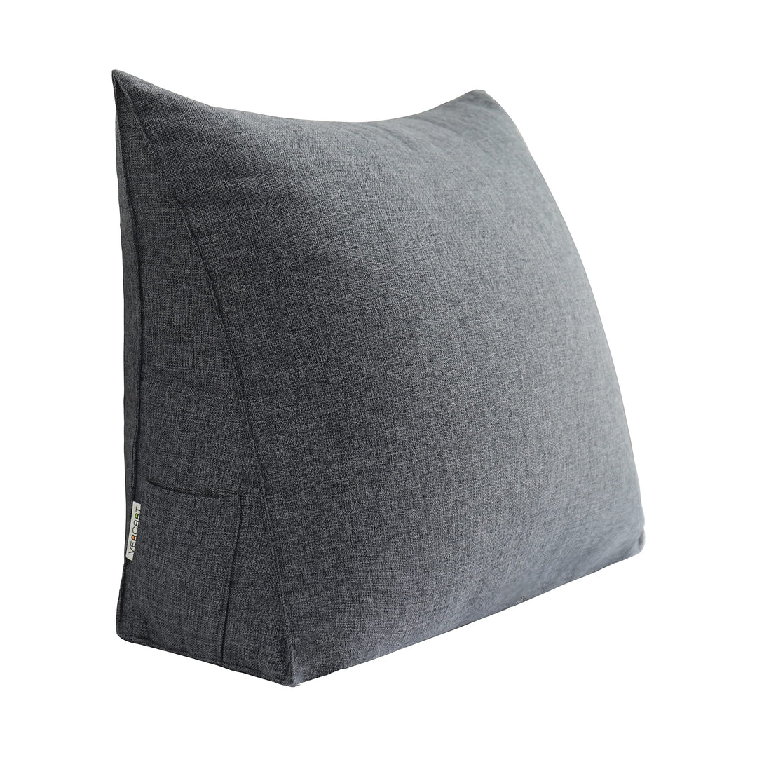 Johnear Keilkissen mit Seitentasche – Orthopädisches Rückenkissen für Bett &amp; Sofa, Dreieckiges Lesek