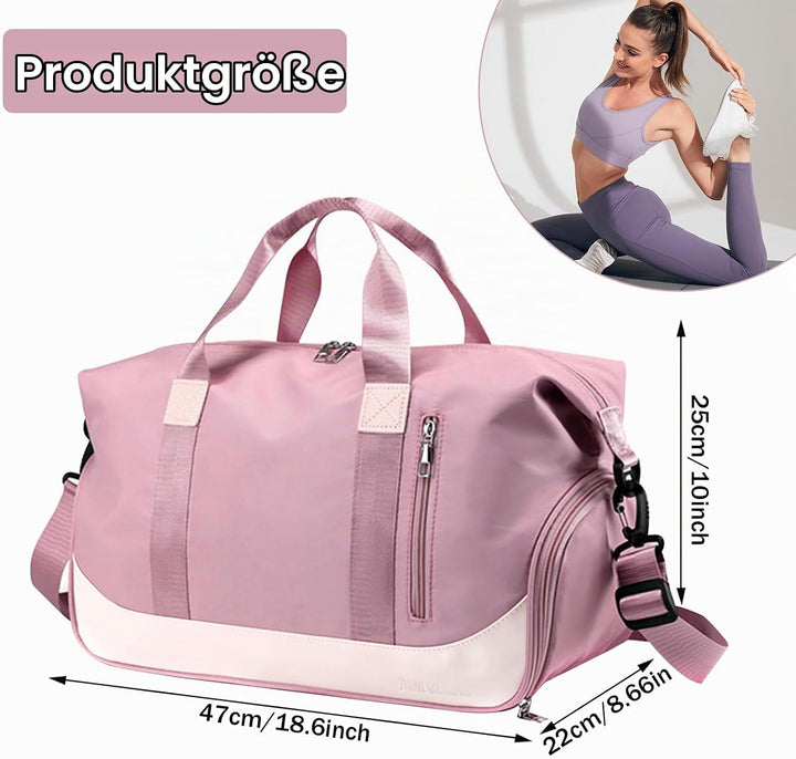 Sporttaschen Reisetasche für Damen Herren, Tasche für Sport Yoga Reisen, wasserdichte Trainingstasch