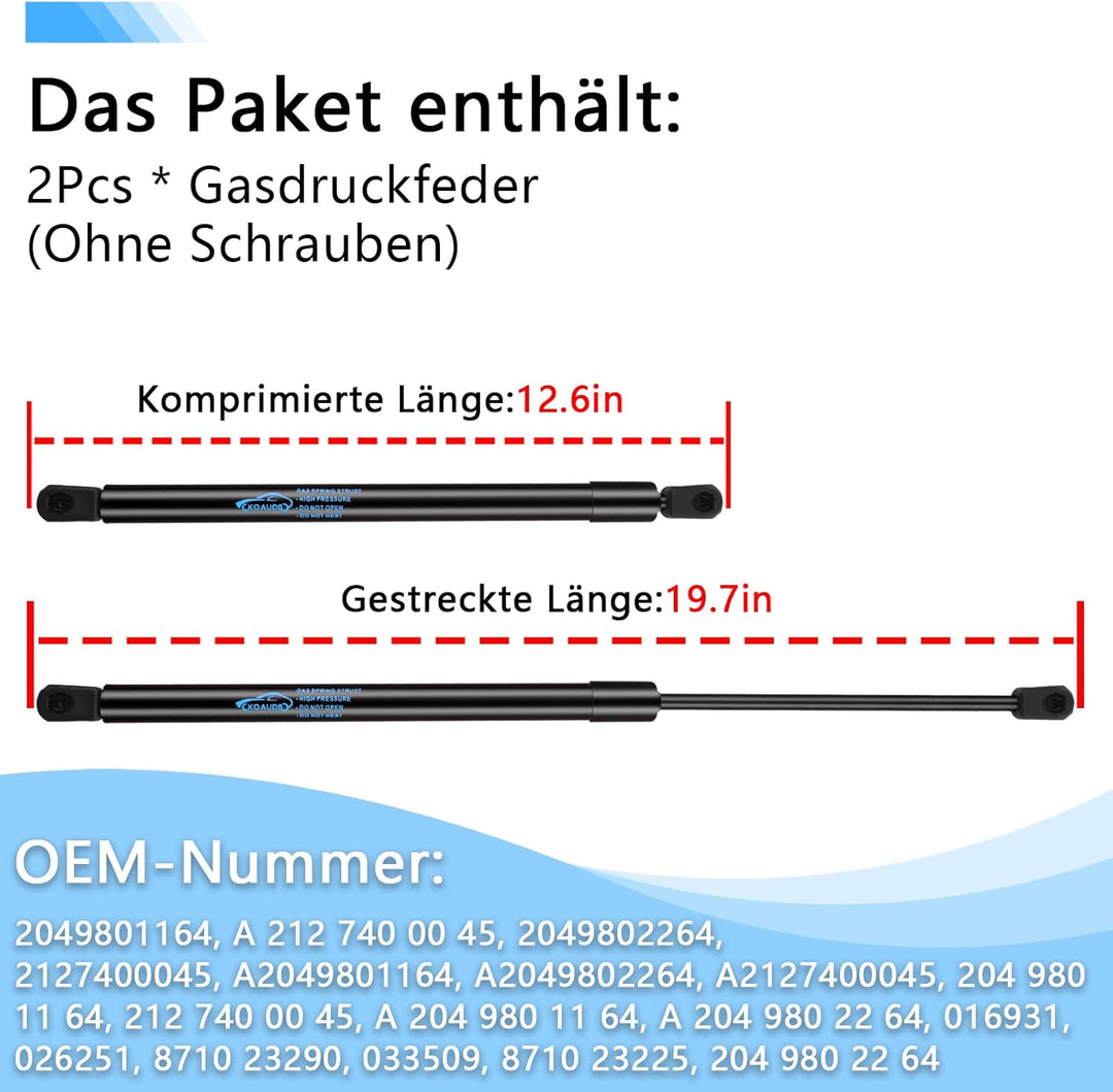 2Pcs Gasfeder Heckklappendämpfer für Mercedes-Benz E-Klasse T-Model S212 2009/11-2016/12 Gasdruckfed